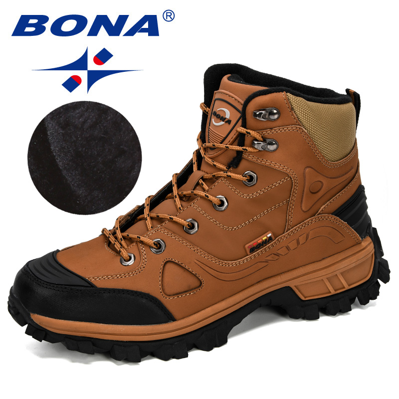 BONA นักออกแบบใหม่รองเท้าหนังผู้ชายฤดูหนาวกลางแจ้ง Mens กีฬารองเท้า Trekking Mountain รองเท้ากีฬา Man