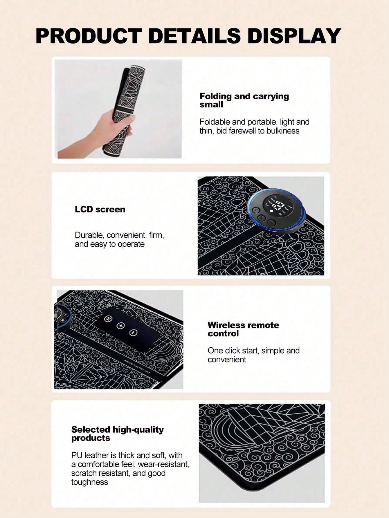 เครื่องนวดเท้ากระตุ้น Pad นวดเท้าไฟฟ้าพร้อมรีโมท 8 โหมด 19 ระดับความแข็งแรงน้ําหนักเบาบรรเทาความดันเท้า