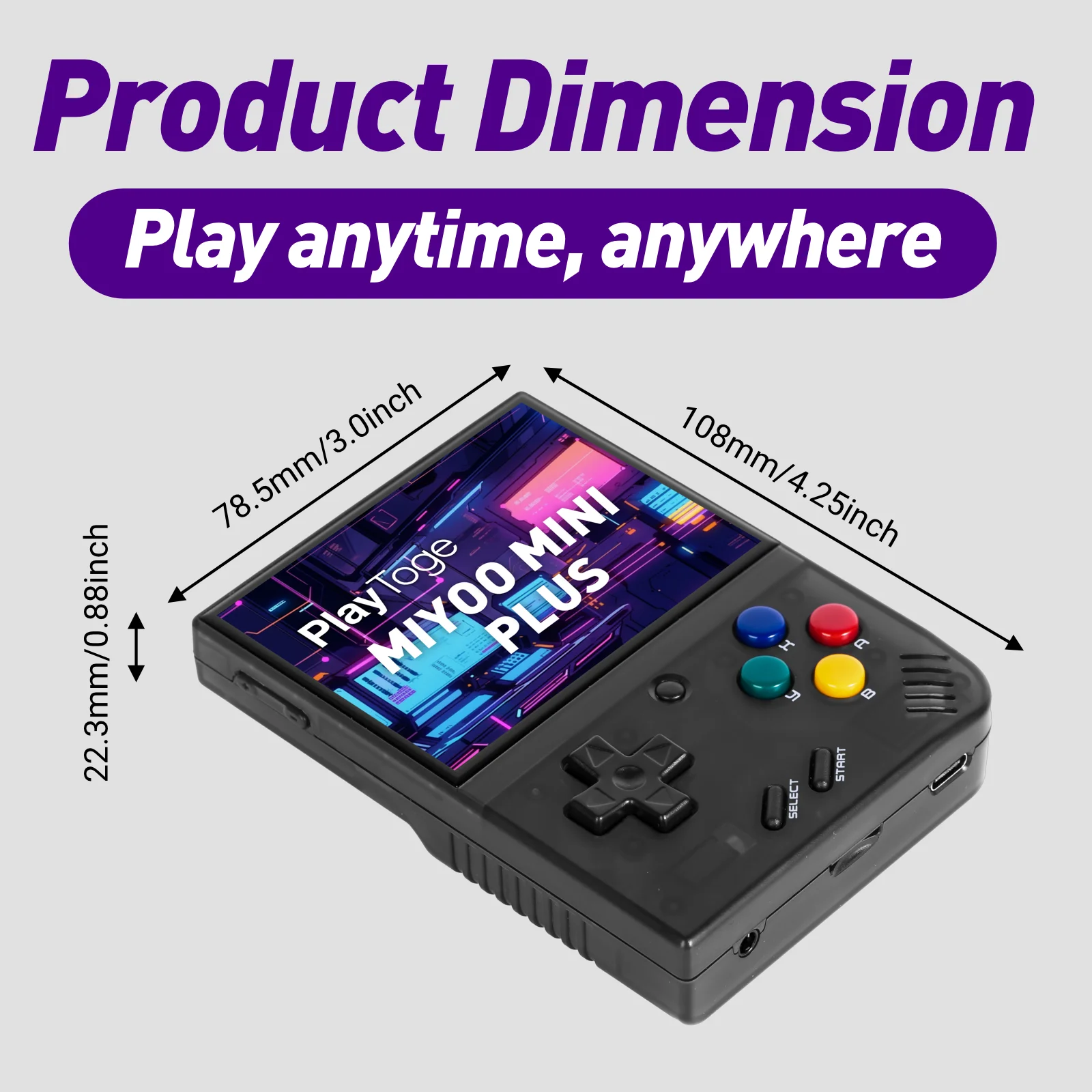 Miyoo Mini Plus Handheld Game Console, 3.5 Inch IPS 640x480 Screen, Support External TF Card, 3000mAh Battery