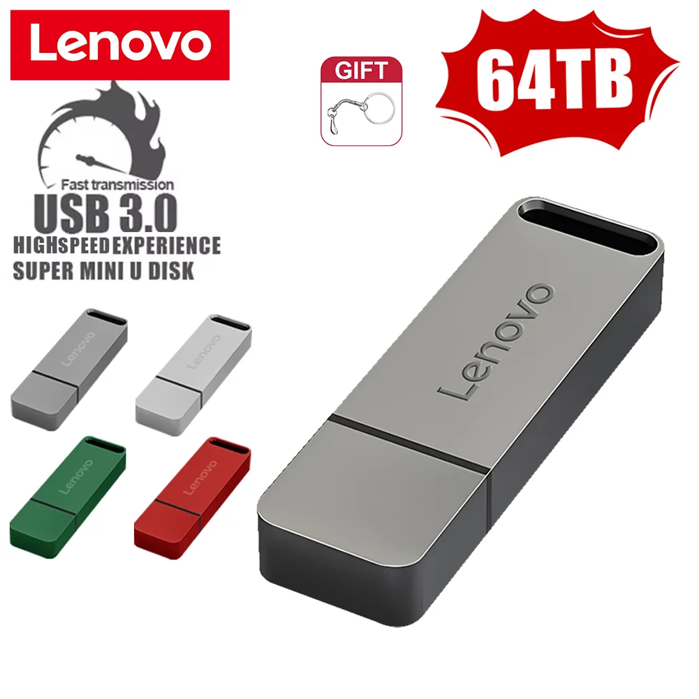 Lenovo-unidades Flash USB de 64TB, unidad USB 3,0 de Metal, 8TB, OTG, Pendrive de alta velocidad, Ssd portátil, 4TB, 2TB, recuerdos Usb para ordenador portátil y PC