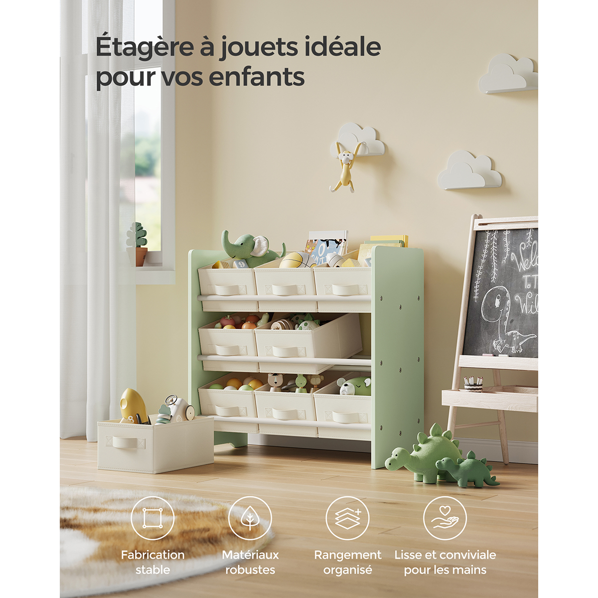 Petit meuble de rangement en T non tissé pour chambre d'enfant, lit Laurie, 29,5x62,5x60 cm