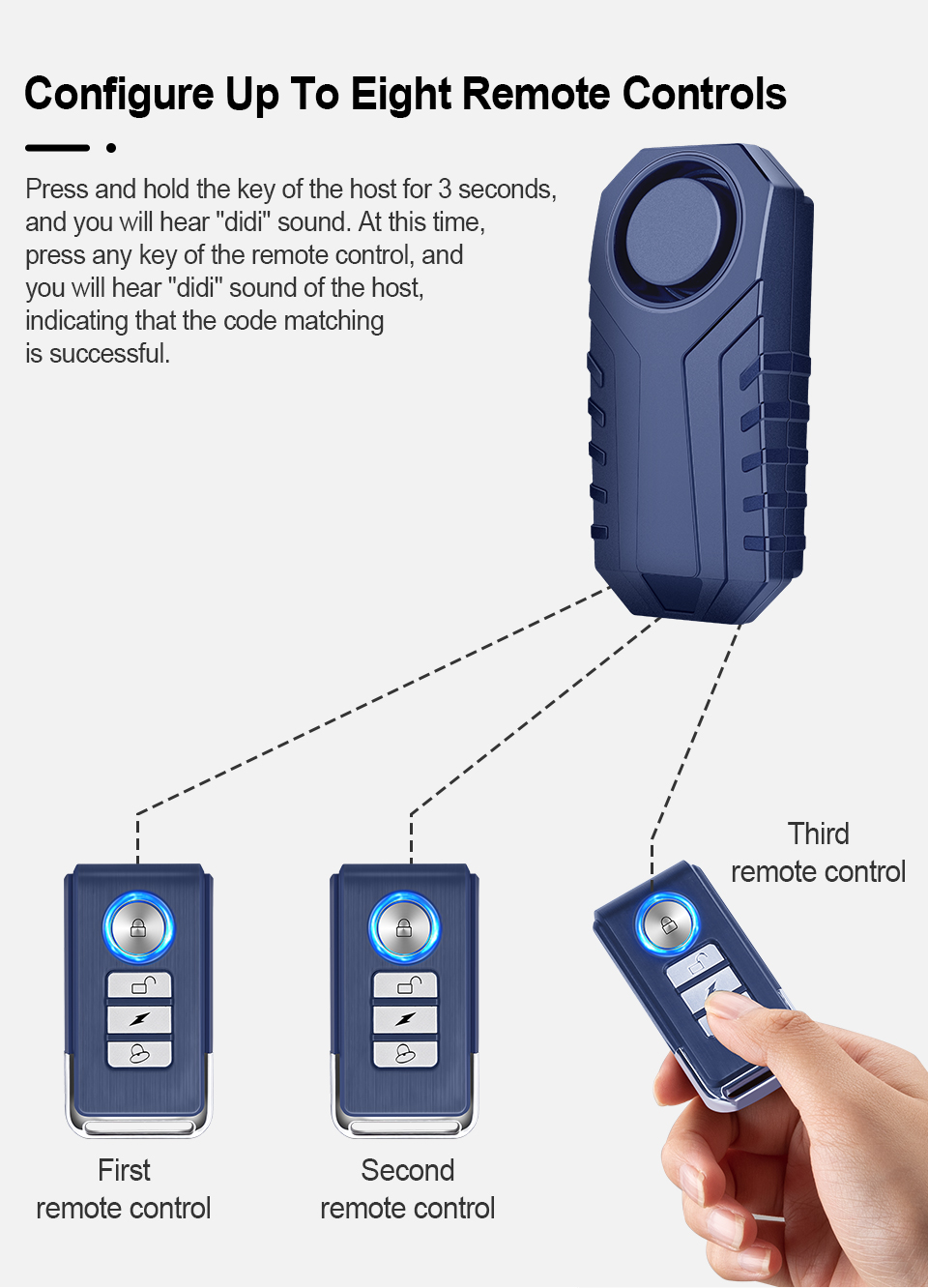 Alarme de motocicleta anti-roubo, controle remoto, 113db, sem fio, proteção de segurança, à prova d'água, alarme de carro elétrico