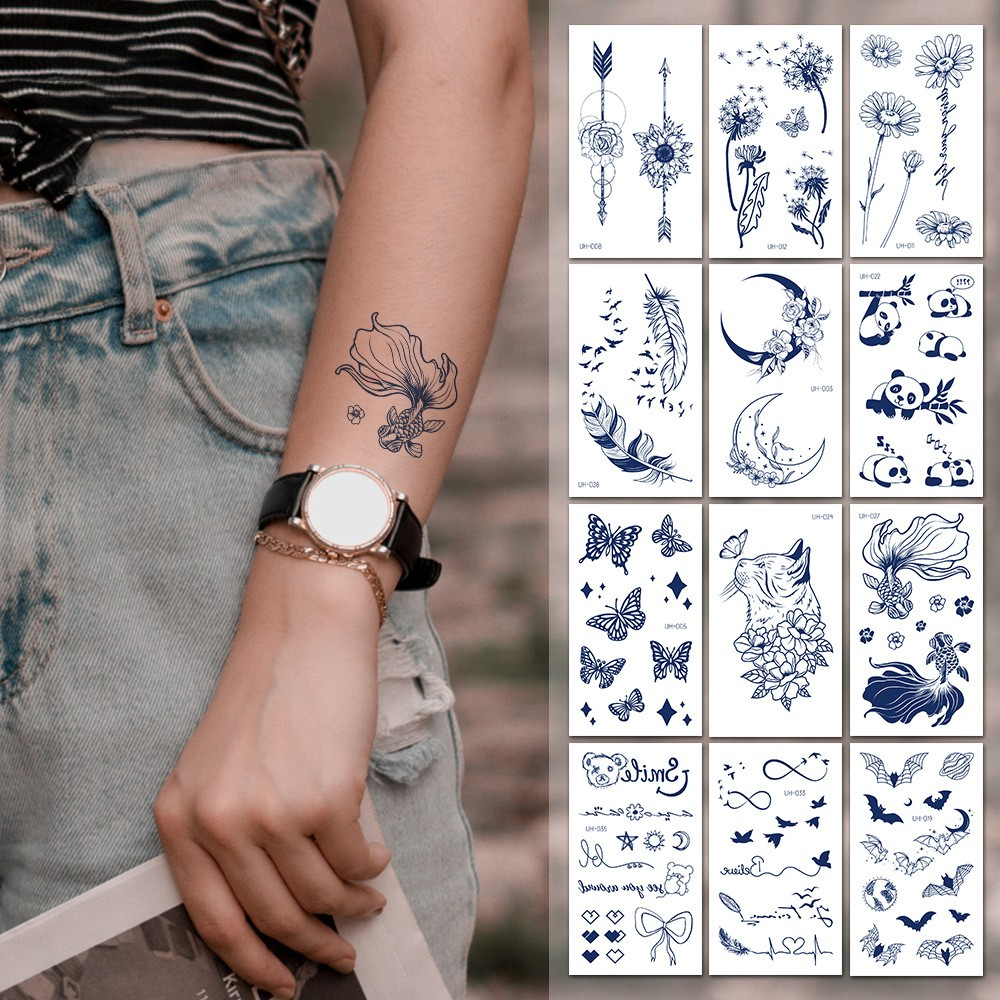 Stock del fabricante de nuevas pegatinas de tatuaje de jugo, populares en Corea del Sur, pegatinas de tatuaje frescas pequeñas impermeables Harajuku con