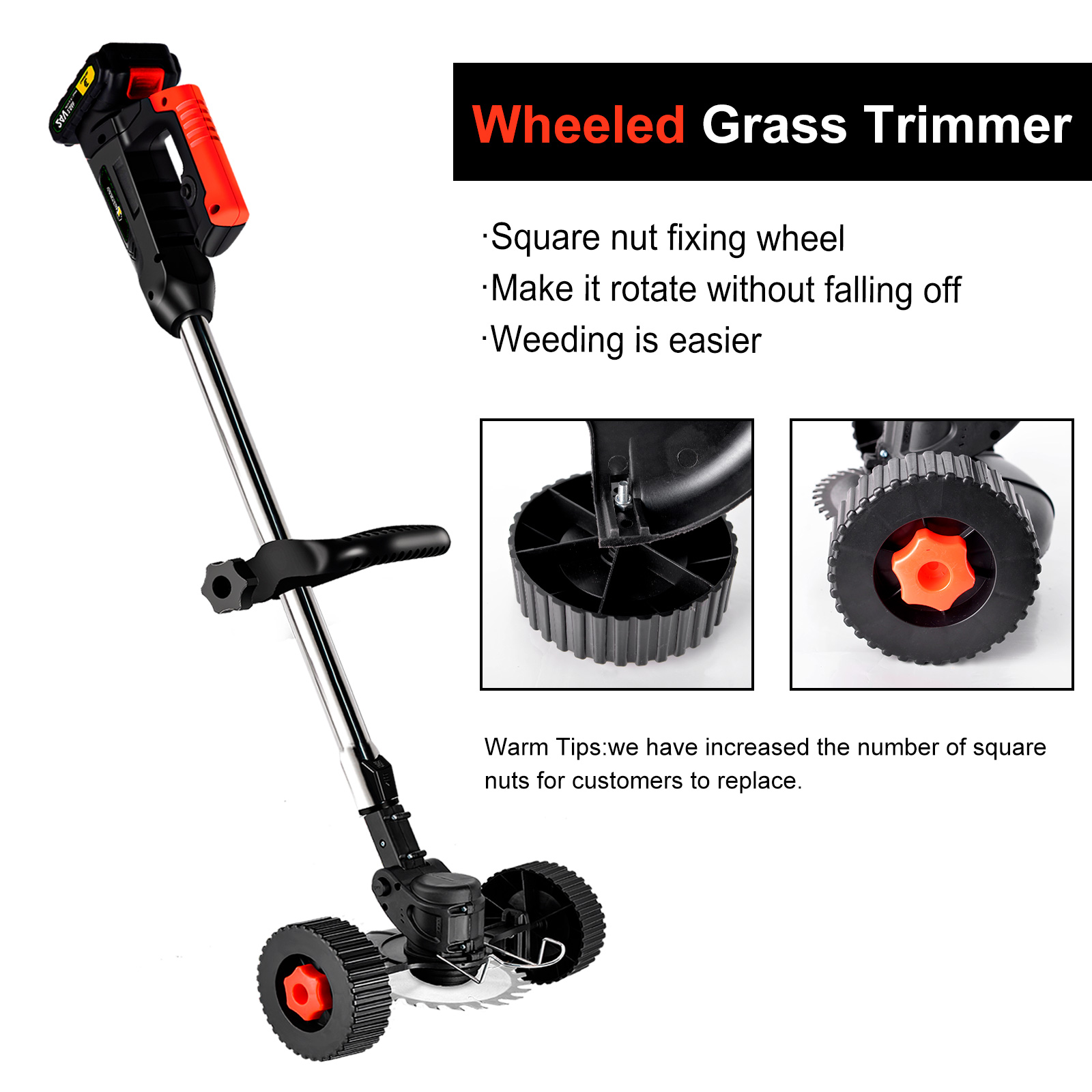 Conentool 24V Cordless Strimmer-tosaerba da giardino con batterie 2*2000mAh e 15 lame, tagliaerba