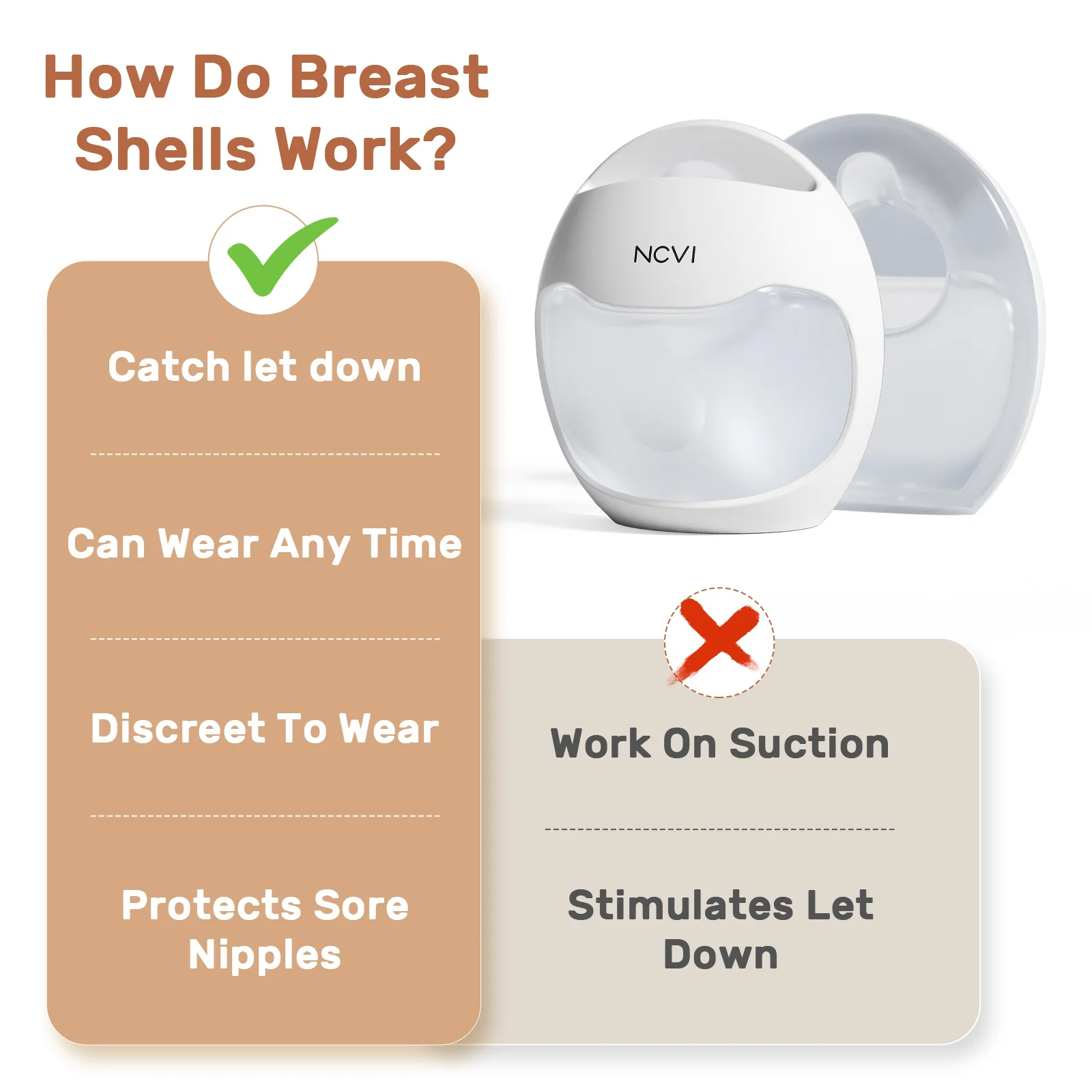 เครื่องเก็บน้ำนม NCVI ที่ดักน้ำนมที่ปลอกป้องกันหัวนมเจ็บสำหรับเลี้ยงลูกด้วยนมแม่และใช้ซ้ำได้
