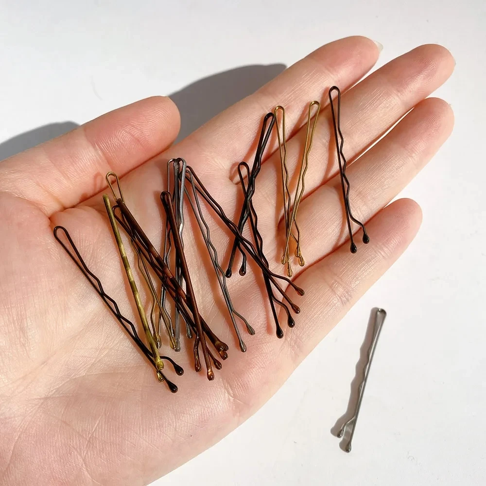 50 pz Donne Ragazze Solido Bobby Pin Clip di Capelli Casual Ricci Ondulati Grips Acconciatura Forcelle Styling Accessori Per Capelli 5 cm