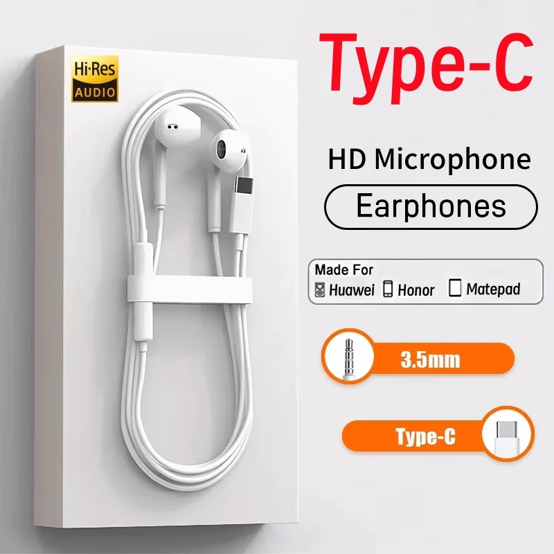 Auriculares originales para Xiaomi Mi 15 14 13 Redmi K70 K60 K40 Note 12 11 Pro Huawei Mate Samsung S23 tipo C 3,5mm auriculares con cable
