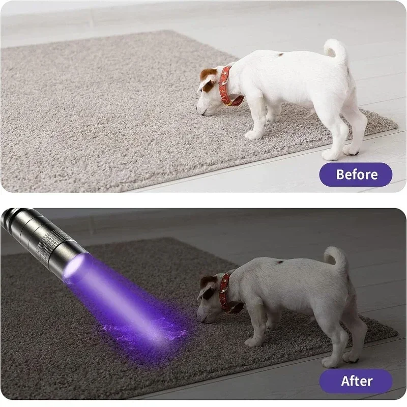 Lanterna uv de 395nm, tocha ultravioleta com clipe de caneta, luz violeta portátil, detector de urina de animal de estimação, lâmpada uv, uso de baterias aaa