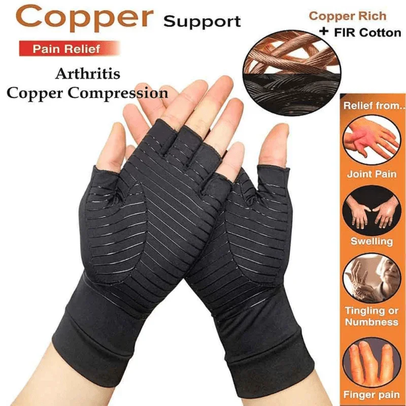 Kompression Arthritis Handschuhe Halbfinger Relief Kupfer Ionen Faser Druck Schutzhandschuhe Gelenk Rehabilitation Pflege Training