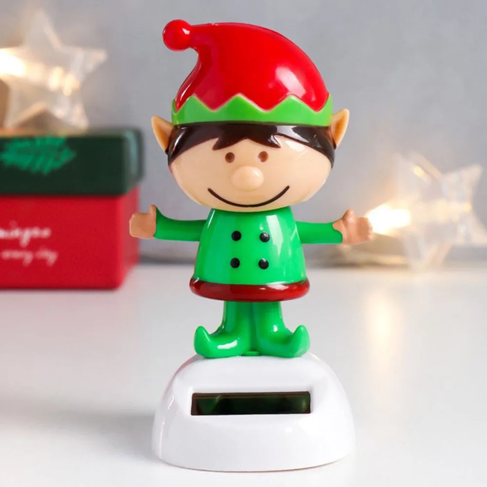 Dibujos animados solares de Navidad en el coche, trabajo manual ligero multifuncional para automóviles para fiesta