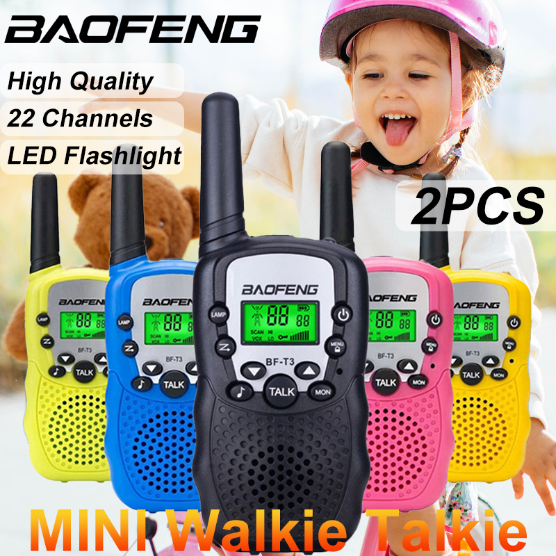 2 uds Baofeng BF-T3 Mini Walkie Talkie niños juguete para regalo niños Radio aficionada UHF 22 canales Radio bidireccional de mano para niños niñas