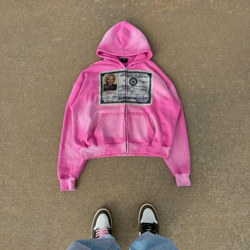 Americano hip hop vintage impressão jaqueta com capuz para homem y2k goth harajuku rua zíper moletom com capuz moda casal moletom de grandes dimensões