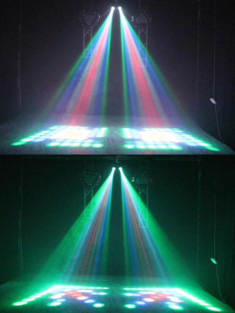 Dj cabeça dupla dirigível luz 128leds rgbw padrões efeitos de palco iluminação auto/som ativado discoteca casa clube dança festa luzes