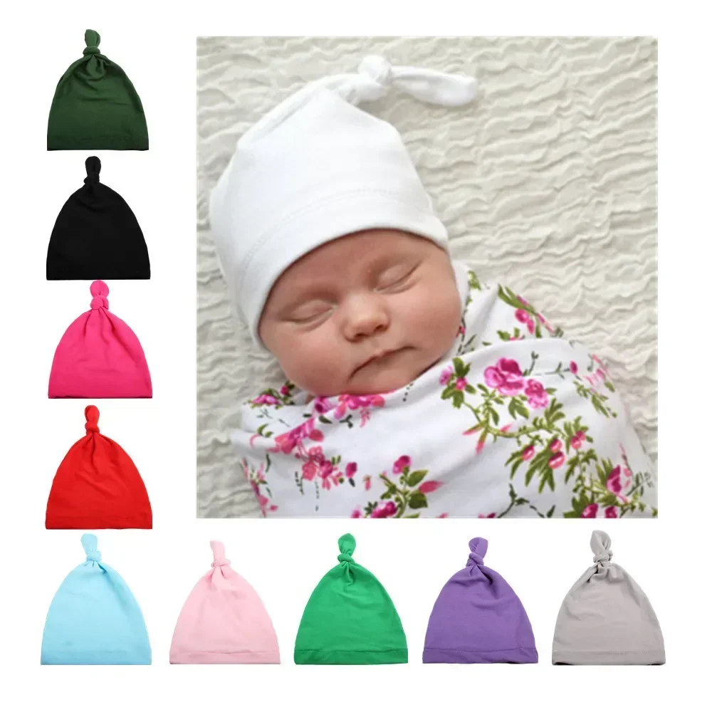 Gorros infantiles con nudo hecho a mano, gorros suaves y agradables para la piel, gorros de moda para recién nacidos, decoración de ropa, regalos para mamá y niño, 1 Uds.