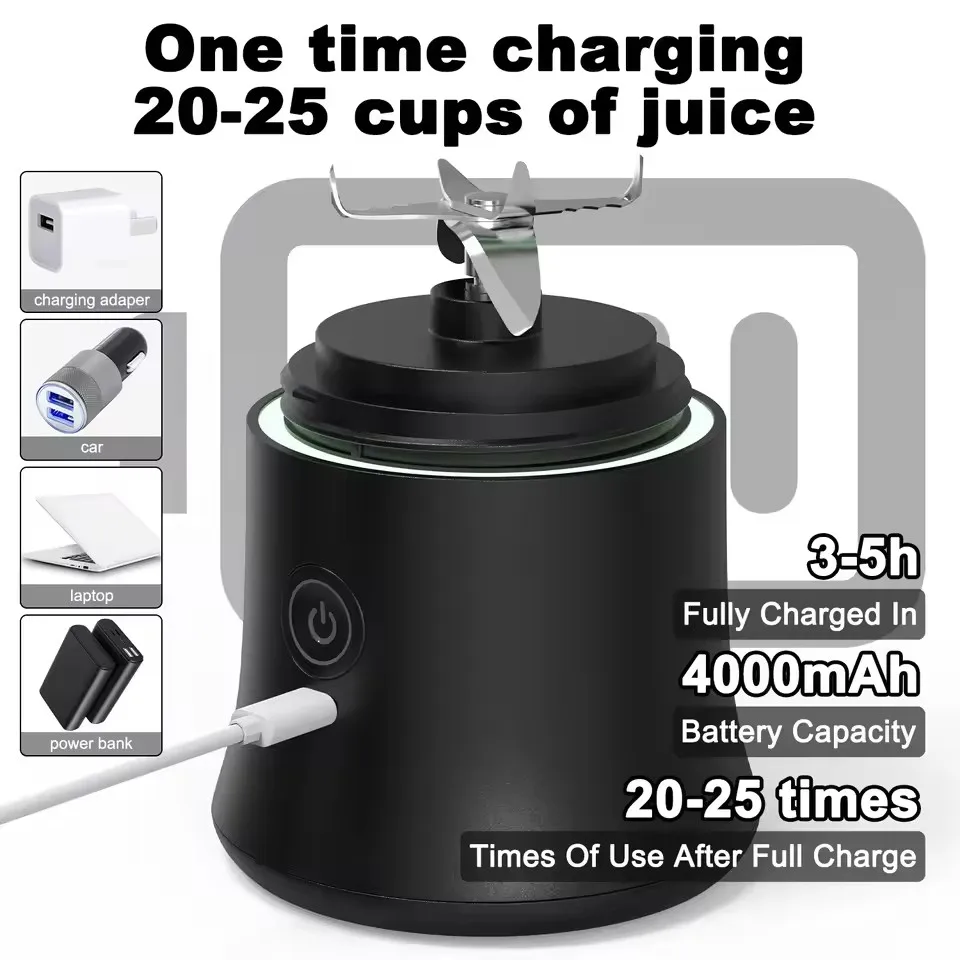 New Portable Blender 600ML Electric Juicer Fruit Mixer 4000mAh USB Rechargeable Smoothie Mini Blender Personal Juicer Colorful