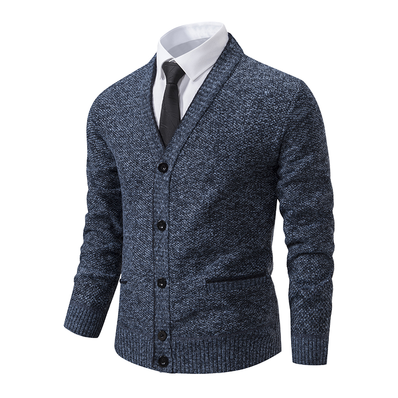 Cardigan de malha masculino casual com decote em V outono e inverno novo casaco suéter