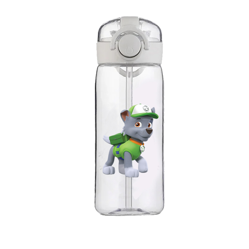 PAW Patrol Chase Cup-botella de agua transparente de alta calidad para deportes al aire libre, botella de agua escolar de plástico a prueba de fugas para niños, 400ML