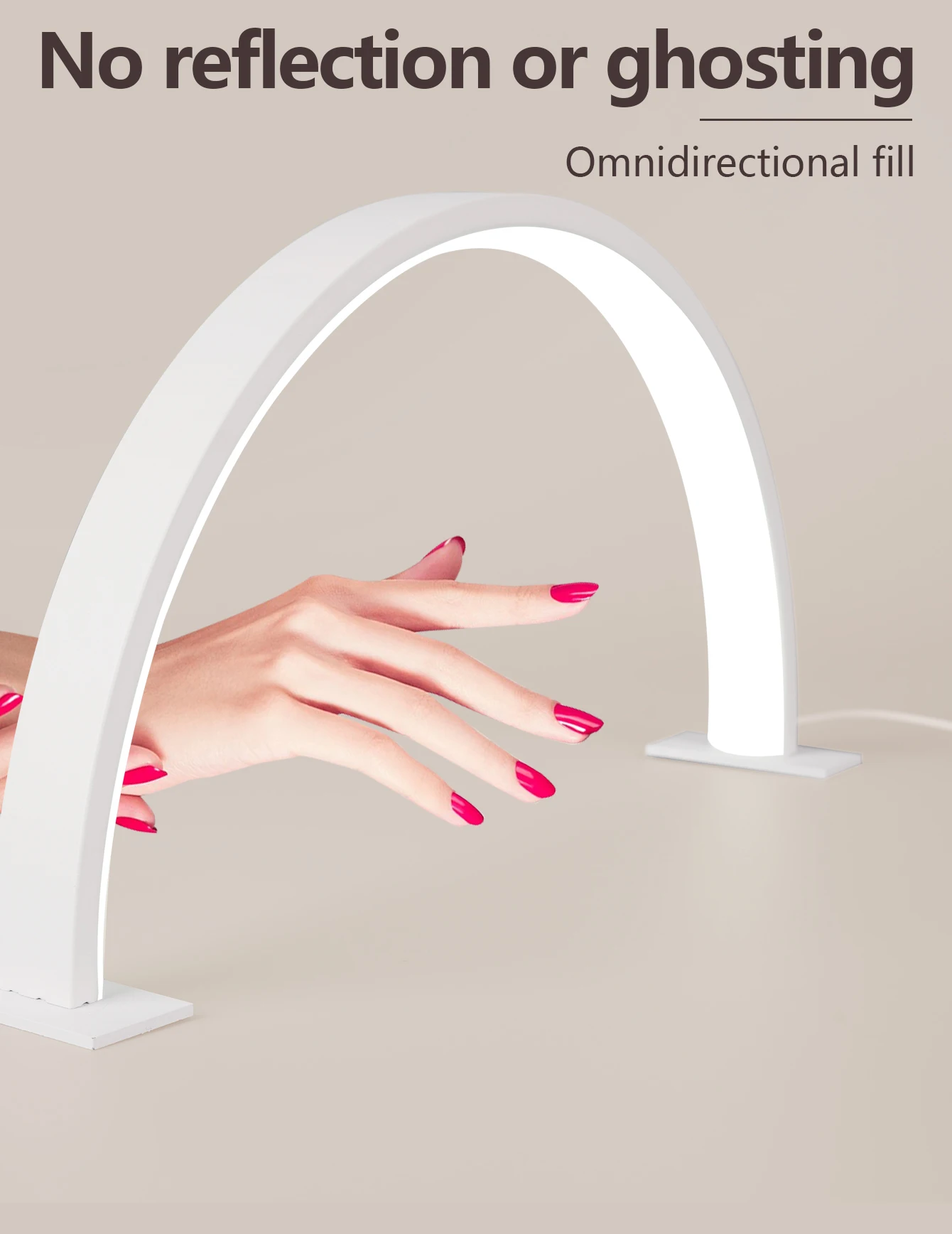 Candeeiro de mesa para unhas, luz de preenchimento sem sombra, lâmpada de iluminação para unhas, candeeiro de mesa de beleza em formato de meia lua