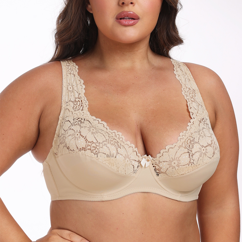 Bras For Womens Lingerie Top Female Lace Bra Underwire Plus Size Brassiere Perspective Sexy Underwear B C D DD E F Cup