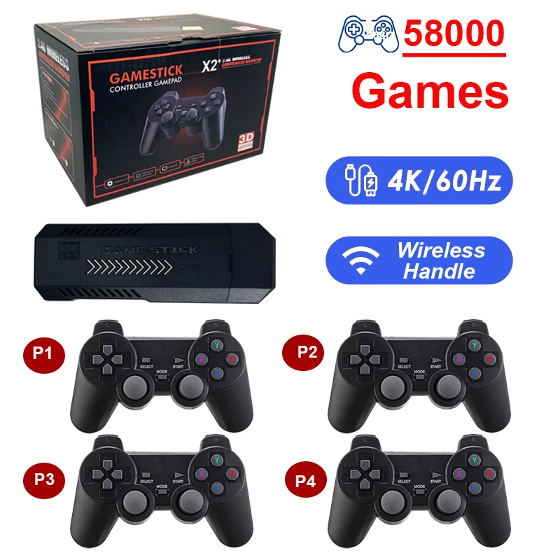 GD10 Plus เกมคอนโซล 4K 3D X2 Plus HD ทีวีเกมเล่น 2.4G Dual Handle คอนโซลวิดีโอเกมแบบพกพาสําหรับ PS1 N64