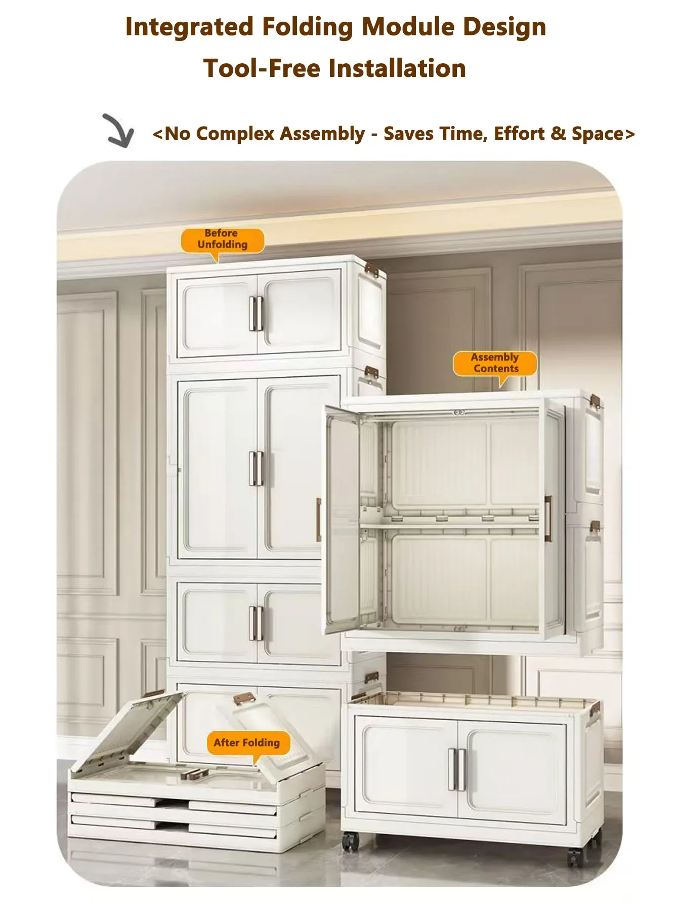 Folding Storage Cabinet Multi-Scene Closet Organizer - Home Organization Solution