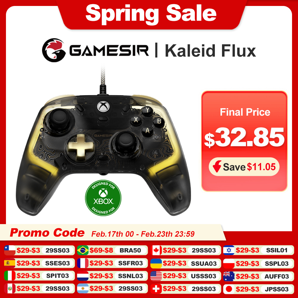 Gamesir Kaleid FLUX Xbox Wired Controller for XBOX Series S X ONE PC Steam with Hall Effect Joysticks Analog Triggers RGB Light