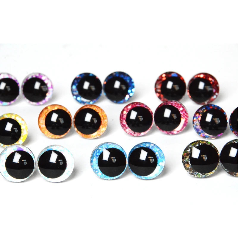 20 Stück neue seltsame Augen 16 mm 18 mm 20 mm 25 mm 30 mm 3D Cartoon Glitzer Spielzeug Sicherheitsaugen Puppenaugen Augen mit harter Unterlegscheibe