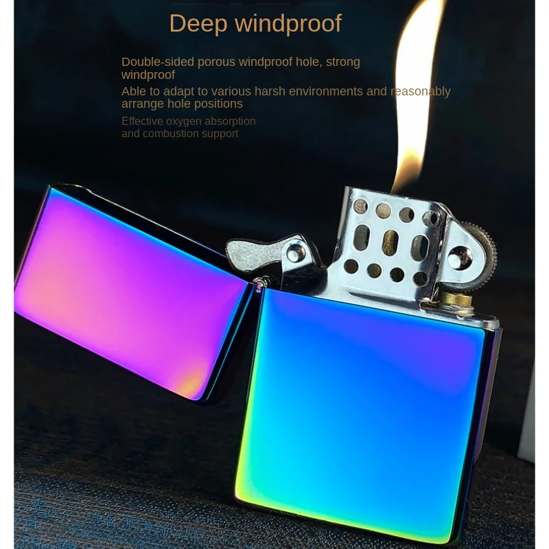 New ZORRO Original Kerosene Lighter Retro Creative Pure Copper Shell Windproof Brass Cigarette Gasoline Engine Smoking Gift Box