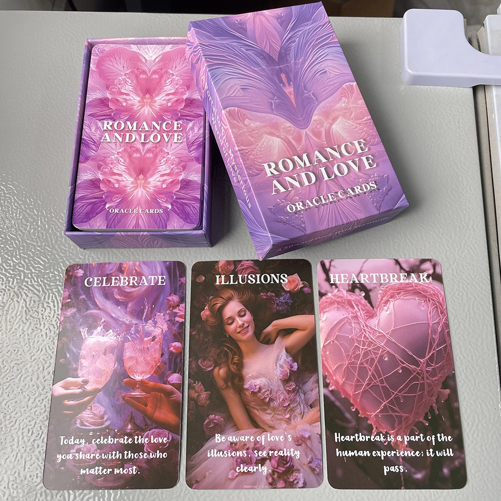 Romantik-Orakelkarten, Tarot, englische Version, 12 x 7, in Box, Wahrsagespielzeug, Prophet, Wahrsagerei, Deck mit Bedeutung darauf