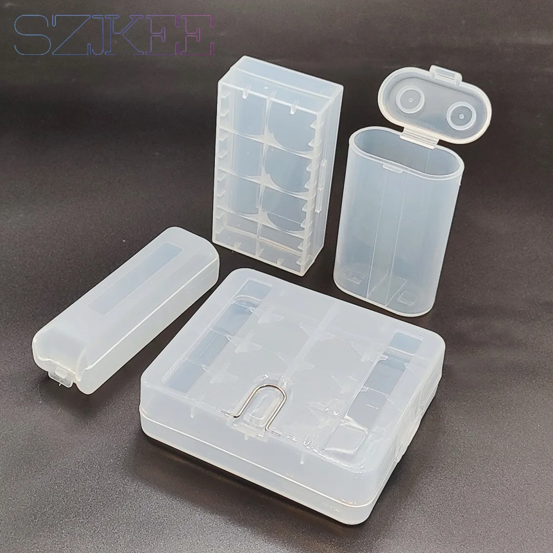 Caja de almacenamiento de batería 18650, estuche rígido con soporte para batería recargable, caja de plástico transparente