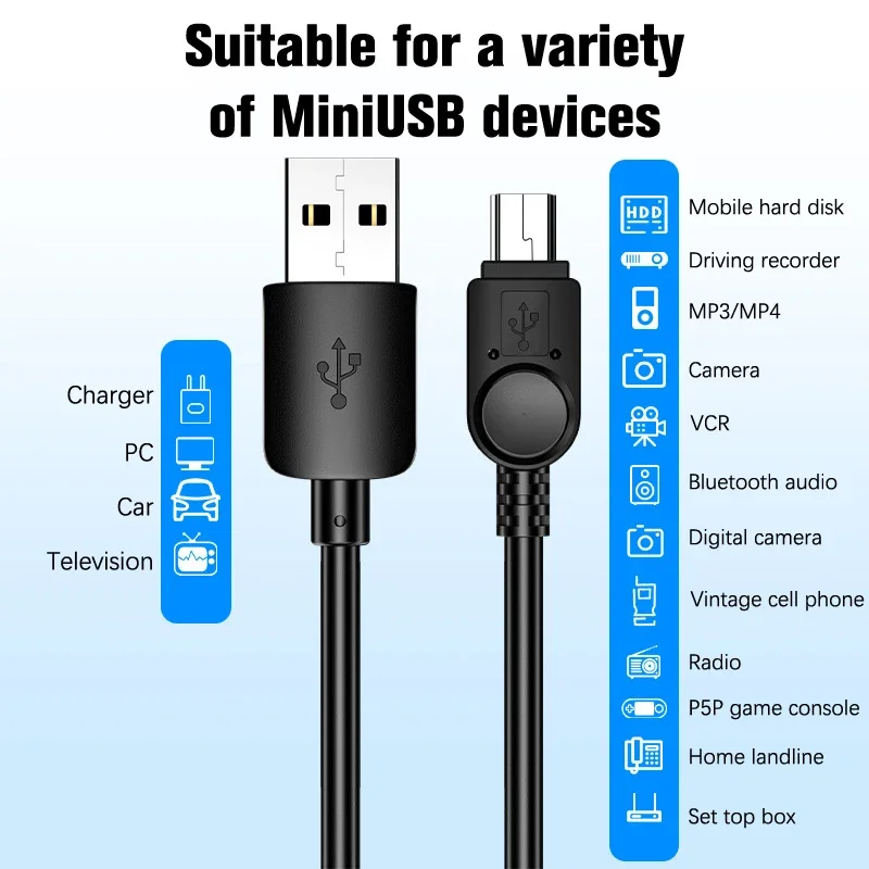 Mini cabo usb para mini usb cabo carregador de dados rápido para mp3 mp4 player carro dvr gps câmera digital mini usb extra longo 2m/3m