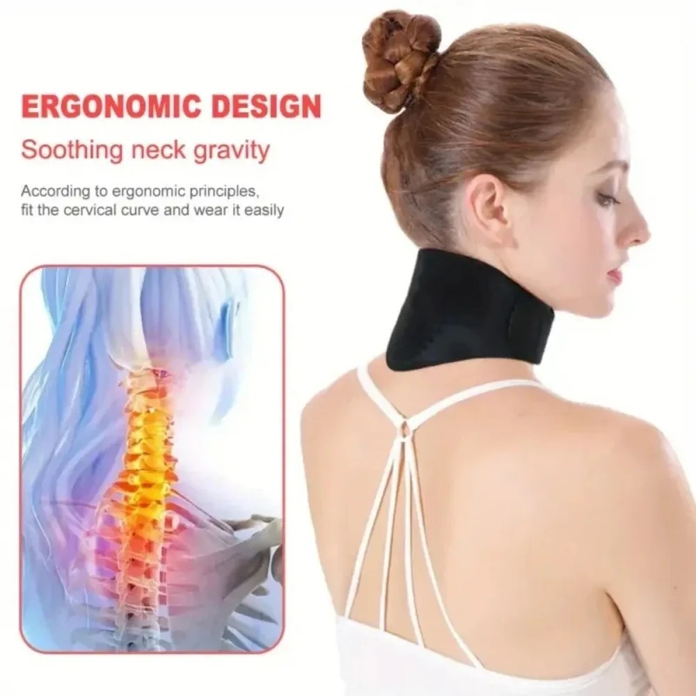 Travesseiro cervical portátil médio e macio com aquecimento magnético para pescoço com terapia de calor espontâneo para tingir e dor