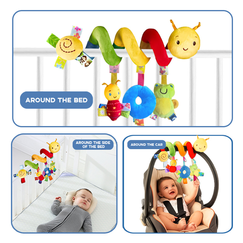 Jouets de siège de voiture suspendus pour bébé, lit en peluche, jouet doux enroulé avec couineur BB et hochets, jouet pour nouveau-né de 0 3 6 12 mois, cadeaux de poupée