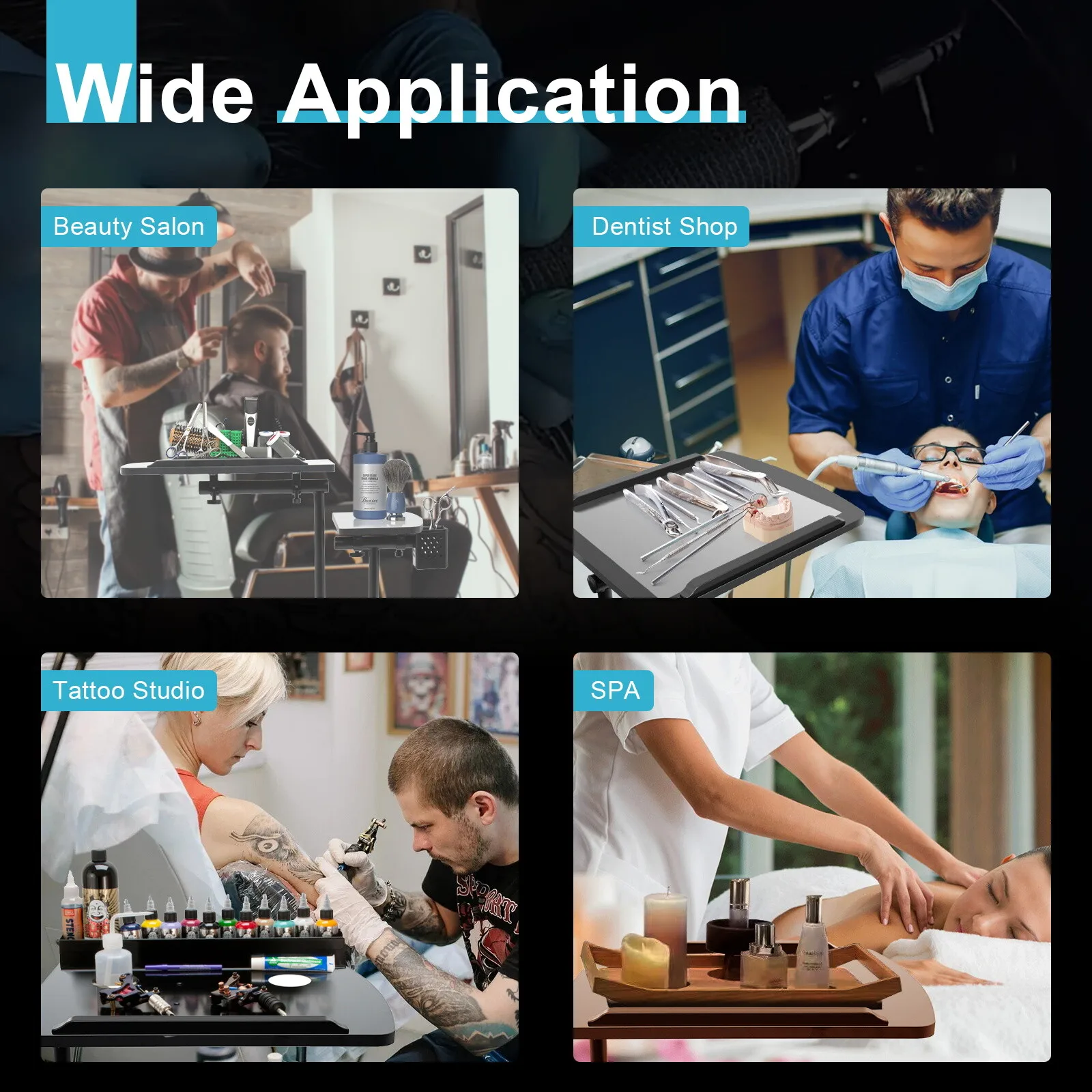 27.56Lbs Load-Capacity Tattoo Workbench Iron&Density Board Material Baked Paint Process Wear&Impact-Resistant Durable