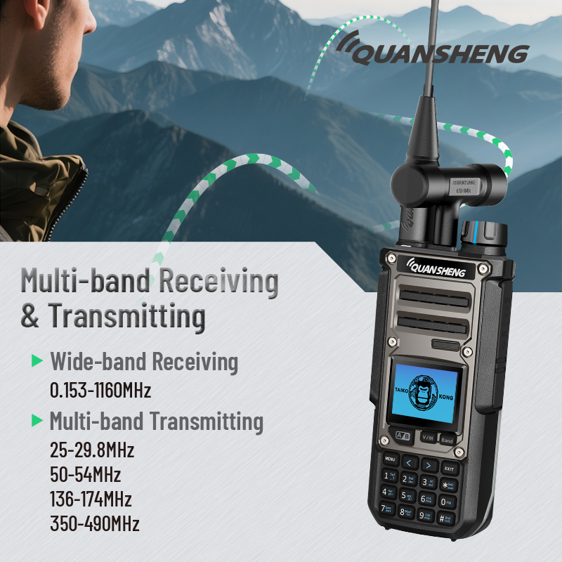 Quansheng-walkie Walkie Talkie portátil de onda corta TK11(8) banda completa 10W doble recepción 0,153-1160MHz banda aérea AM SSB FM NoAA Scrambler