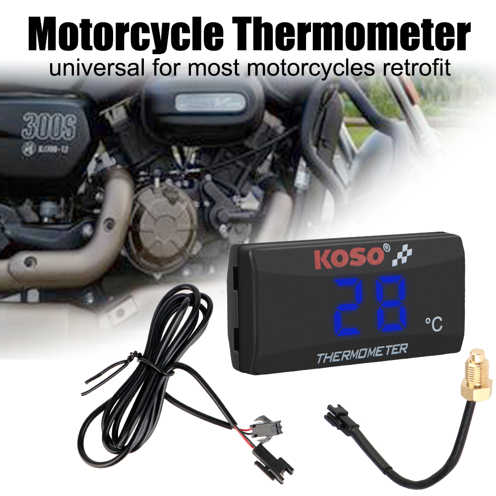 12V 0~120 ° C Monitor เครื่องวัดอุณหภูมิรถจักรยานยนต์ถังน้ําชุดติดตั้งเพิ่มเครื่องวัดอุณหภูมิตัวบ่งชี้คําเตือนพร้อมเซนเซอร์