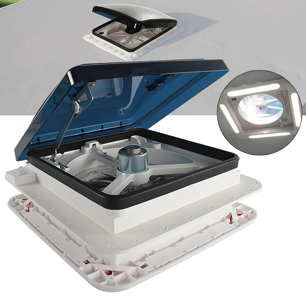 11'' 12V RV-Dachventilator mit LED-Licht und insektensicherem Netz, manuelle Steuerung, Aufzug, Deckenabluftventilator, Rauchdeckel, IP68