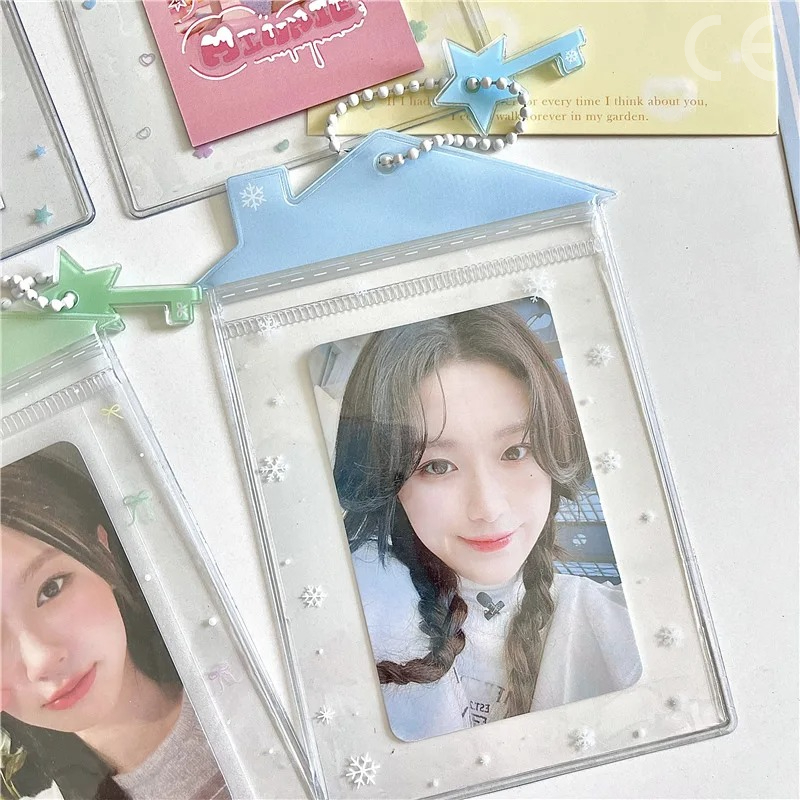 Soporte para tarjetas fotográficas en forma de casa estilo INS Kawaii para fotos de 3 pulgadas, soporte para sesión fotográfica de ídolo k-pop, funda protectora para tarjetas de identificación