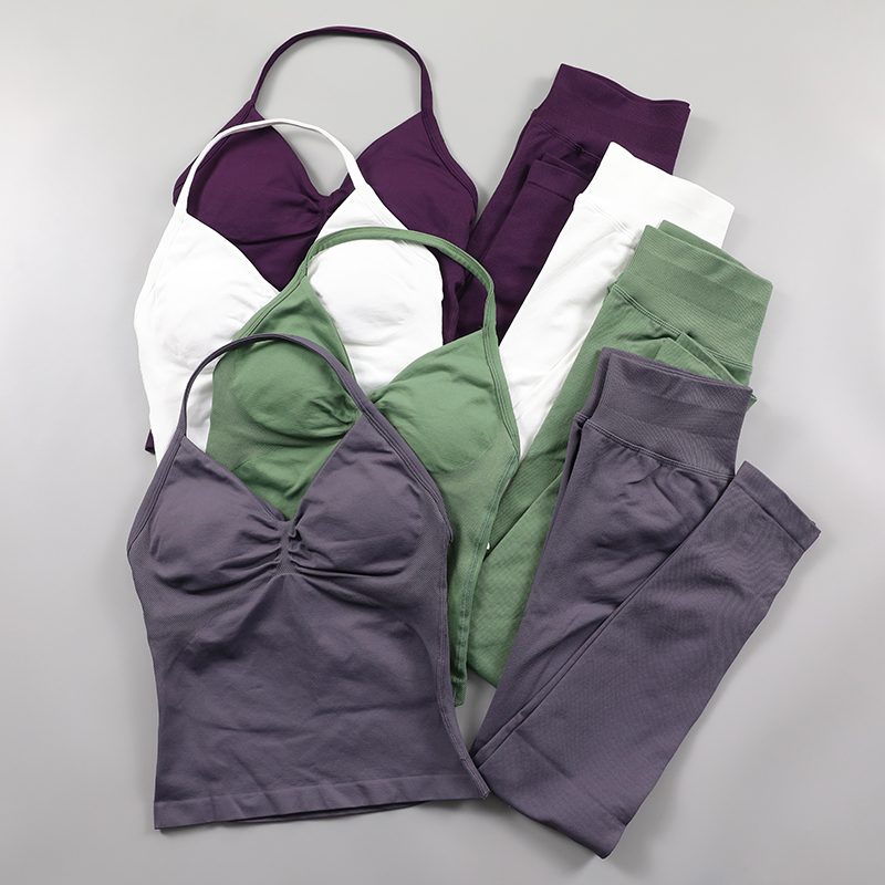 Conjunto de mallas de impacto para mujer, conjunto de Yoga sin costuras, ropa de Fitness, Legging de gimnasio, camiseta sin mangas acolchada, trajes de entrenamiento, ropa deportiva