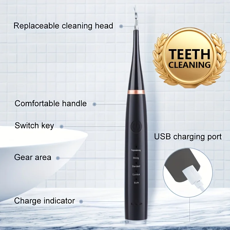 Escova de dentes elétrica e limpador 2 em 1, ajuste de velocidade de engrenagem, remoção de placa dentária, grau à prova d'água IPX6, contendo 4 brus elétrico