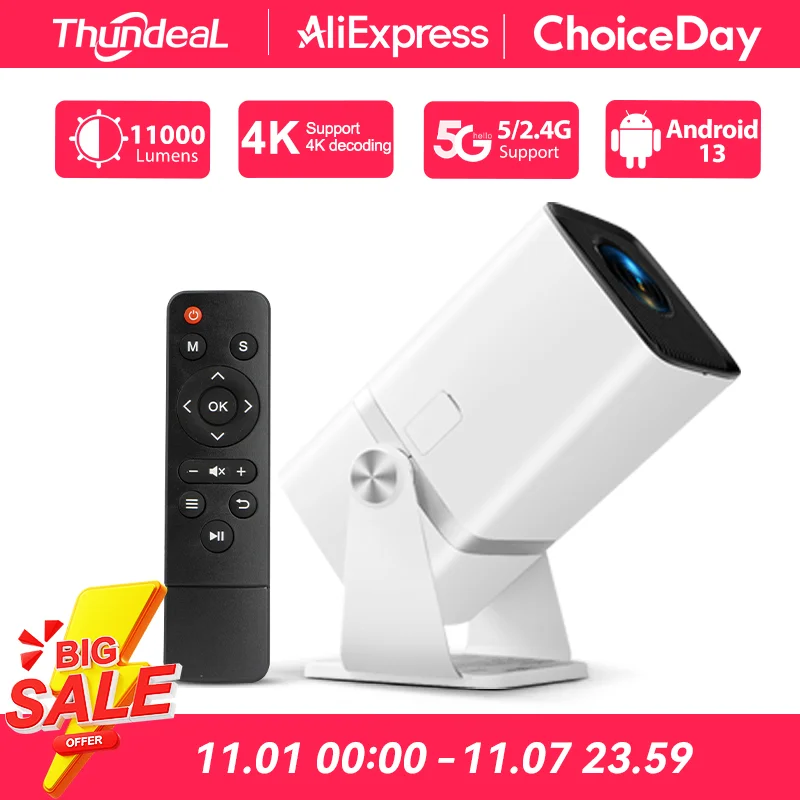 ThundeaL 4K 풀 HD 프로젝터, FHD TD80W, 안드로이드 와이파이, 3D 홈 시어터 TD80, 휴대용 빔 프로젝터, 회의 비디오 영화 PK HY320