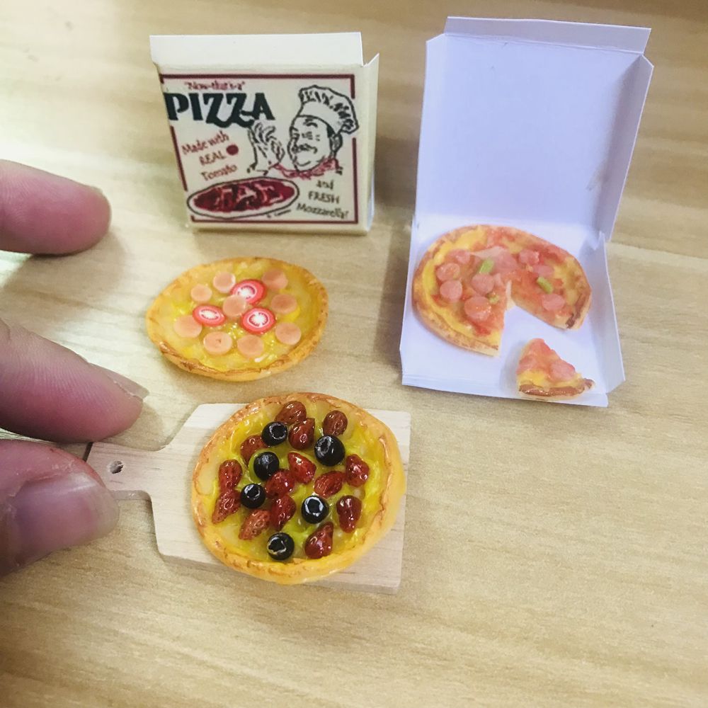 Casa de muñecas en miniatura, minipizza, fruta, Bacon, Pizza, pan, casa de muñecas, cocina, juguetes, accesorios, 1 Juego, 1/6