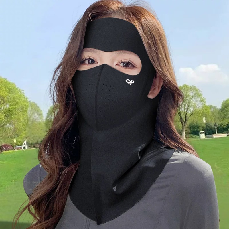 3D-Sonnenschutzmaske im koreanischen Stil, volle Gesichts- und Halsabdeckung, Eisseide, kühlende UV-Schutz-Gesichtsmaske für Outdoor-Sportarten