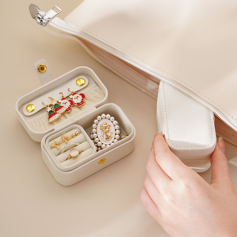 絶妙な Pu レザージュエリーボックスシンプルなリングネックレスイヤリング収納ミニマリストスタイル日常旅行ポータブル収納ボックス