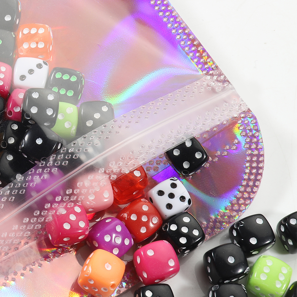 50 ชิ้นสีรุ้งถุงปิดผนึกด้วยตนเองสีชมพูเลเซอร์ถุงพลาสติก Resealable ซิปล็อคบรรจุภัณฑ์สําหรับเครื่องประดับขายปลีกกระเป๋า