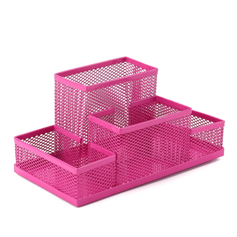 3/4 Grid Storage Box Metal Black Mesh Desk top Table Organiser Stationary Card Tidy Metal Pen Holder Pencil File Storage Rack