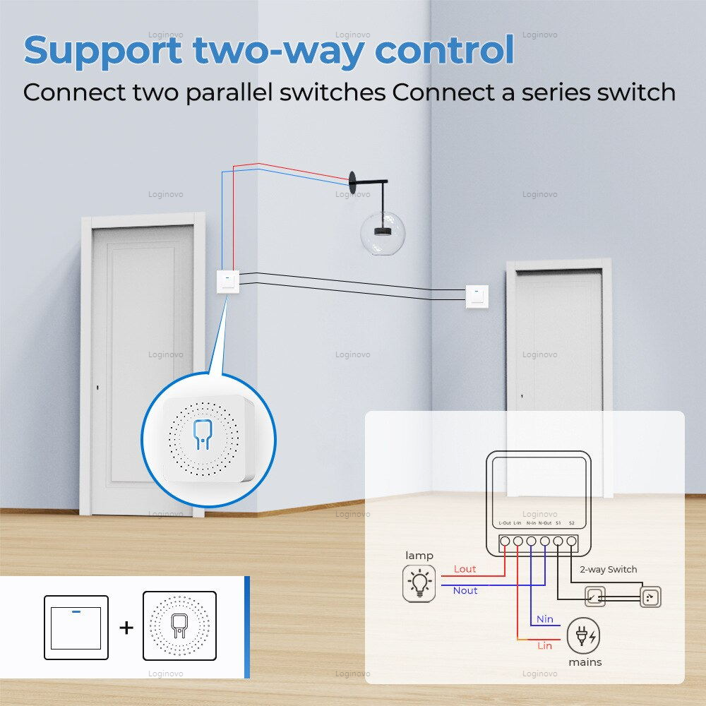 Tuya ZigBee/WiFi Smart Switch 16A Fai Da Te 2 Vie di Controllo Interruttori Della Luce Interruttore Relè Automazione Per La Vita Intelligente Alexa Google Casa