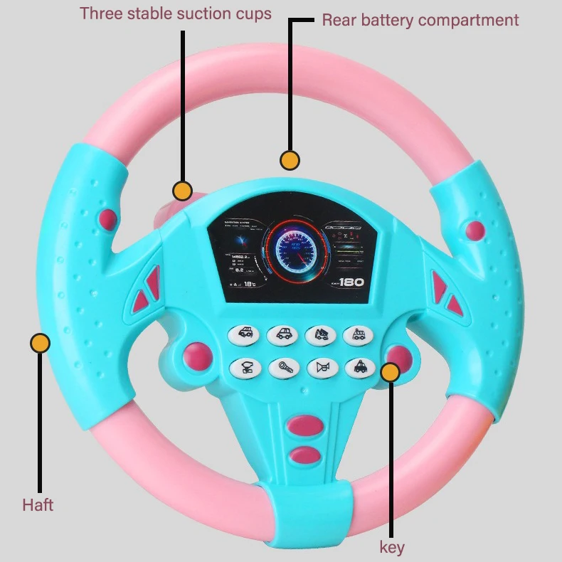 Interactive Children's Steering Wheel Toy with Light Realistic Driving Sounds for Early Learning Educational Toys for Toddlers