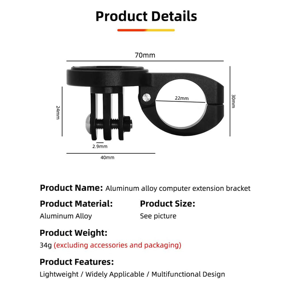 Soporte ajustable para computadora Soporte extendido para bicicleta para Garmin, Wahoo, CatEye y Bryton