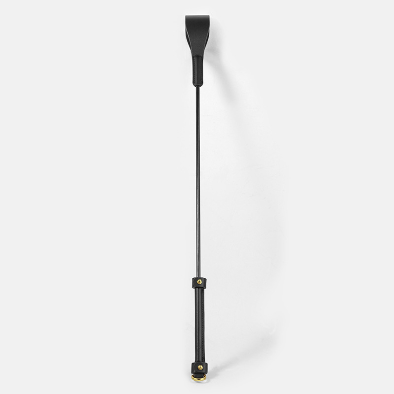 Látigo de caballo con mango de remache de cuero de vaca genuino negro de 62CM, látigo de caballo de cultivos Premium para equitación